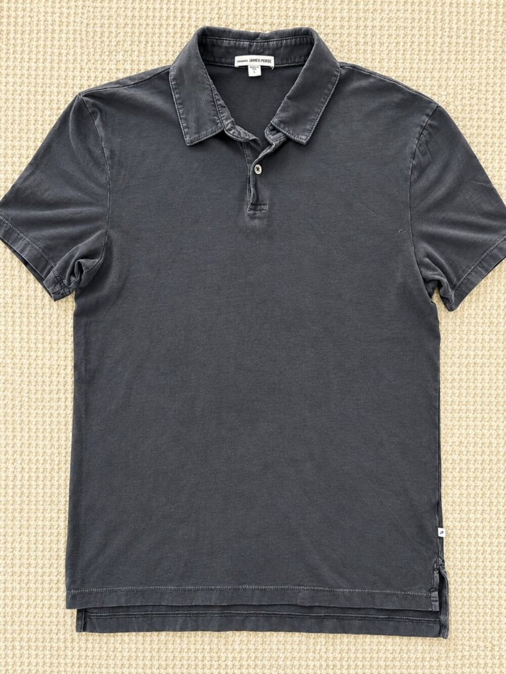James Perse MSX3337 Sueded Jersey Polo Men’s 1 S Black Supima Made USA